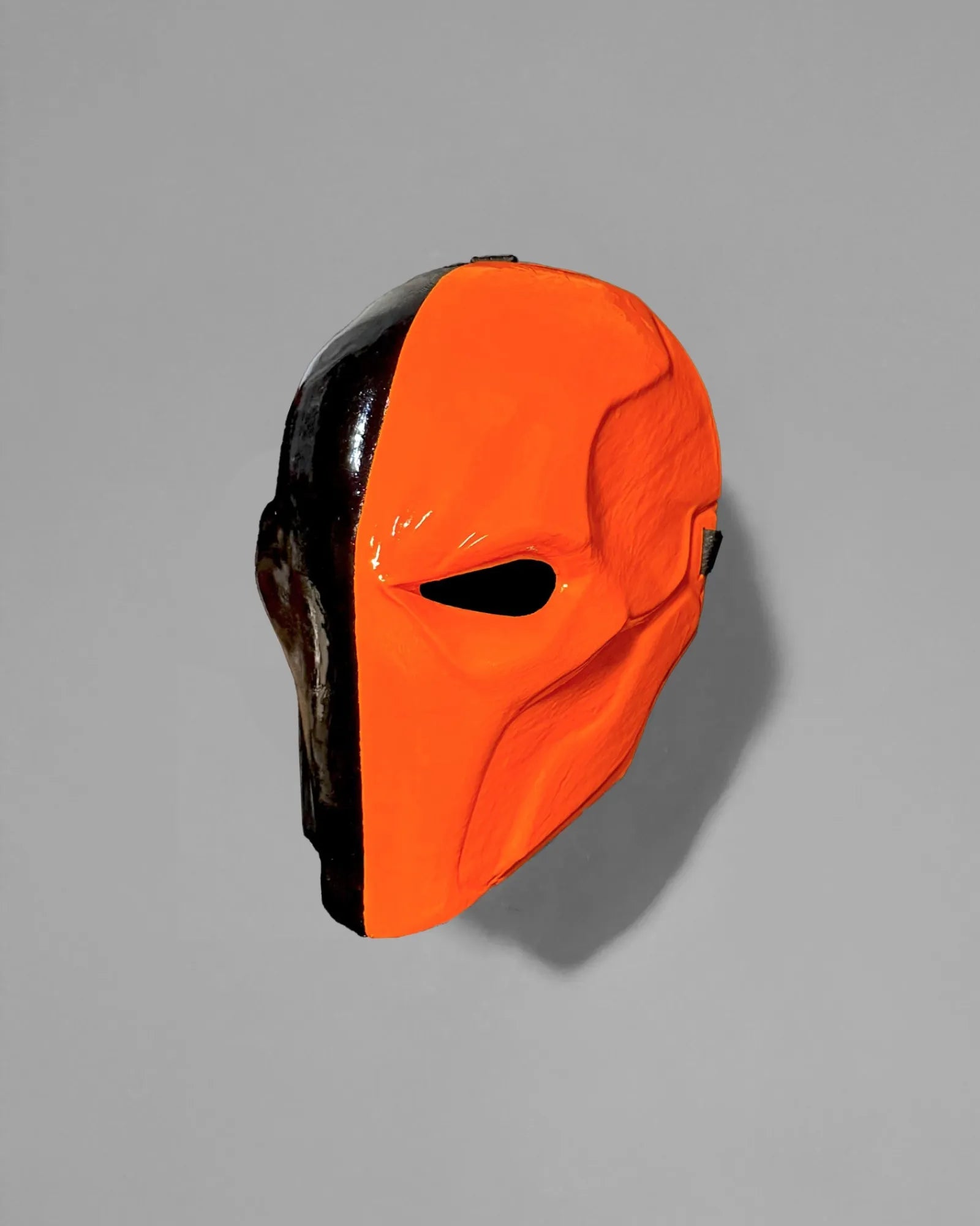 Deathstroke one eye; Orange and Black Cosplay Wearable Helmet handcrafted Venetian mask, ideal for cosplay, masquerade, and fantasy events.