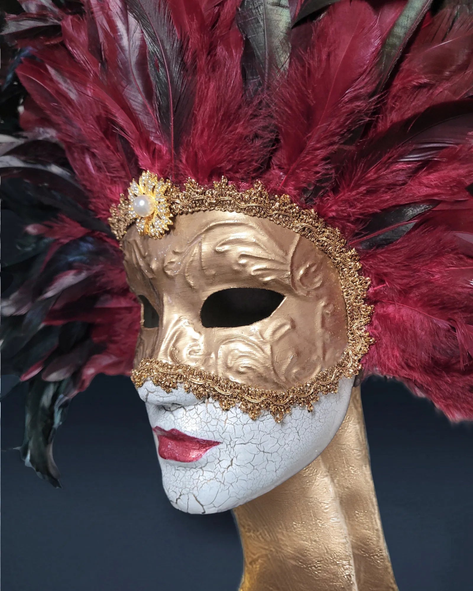 Feather Princess Woman; Venetian Masquerade Mask - Eyes Wide Shut inspired, handcrafted with high quality feathers and intricate design.