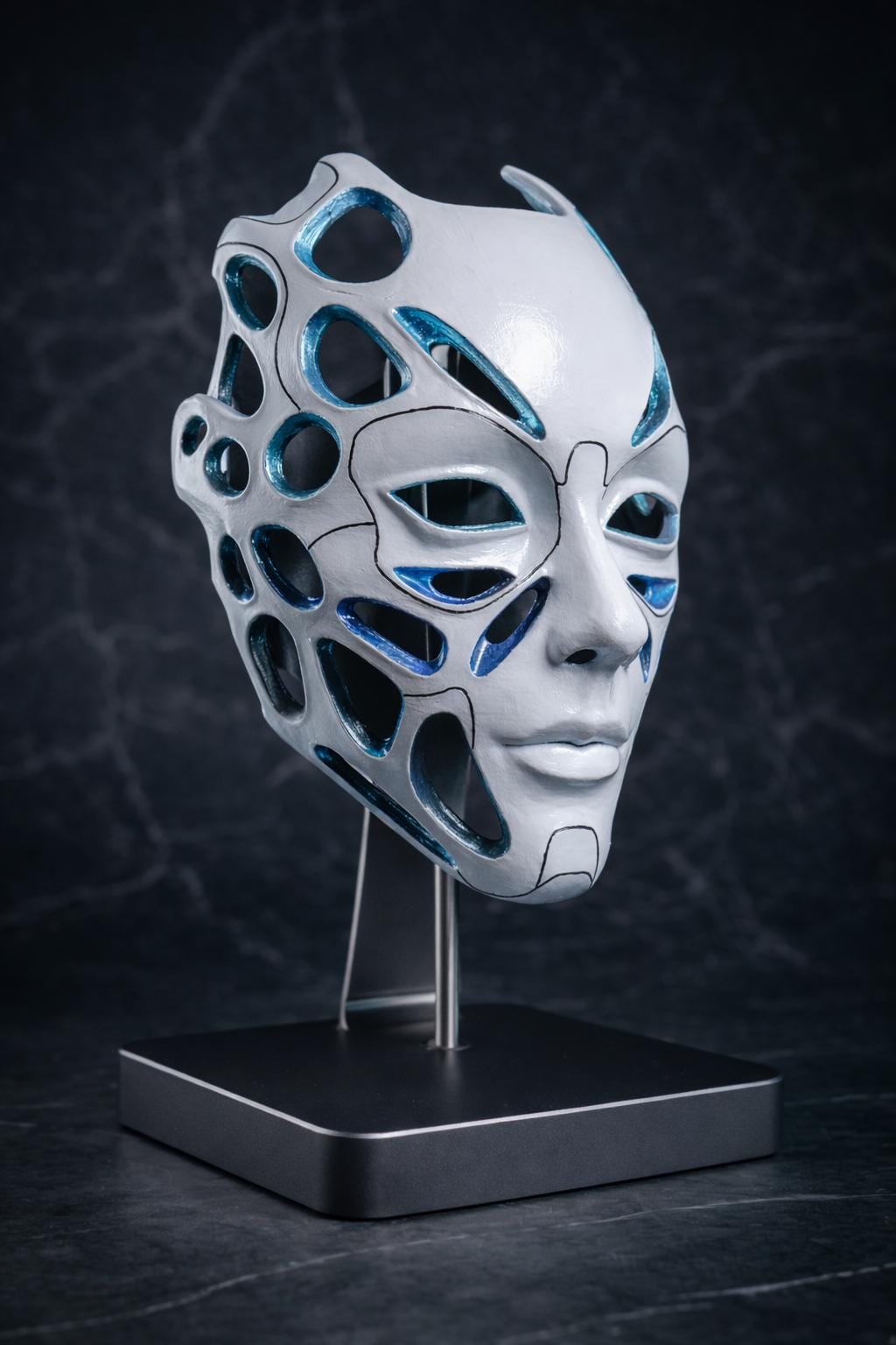 Futuristic Cyberpunk AI Comcept Mask: Sci - Fi Cosplay, AI Alien Face Mask, Techwear Costume Prop - Venemask