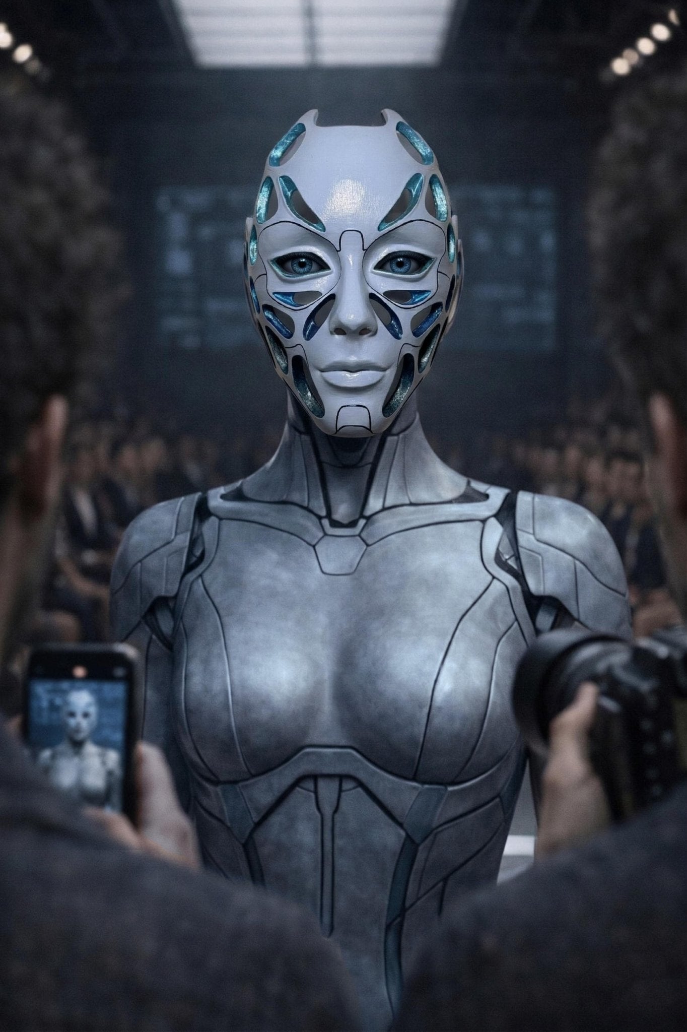 Futuristic Cyberpunk AI Comcept Mask: Sci - Fi Cosplay, AI Alien Face Mask, Techwear Costume Prop - Venemask