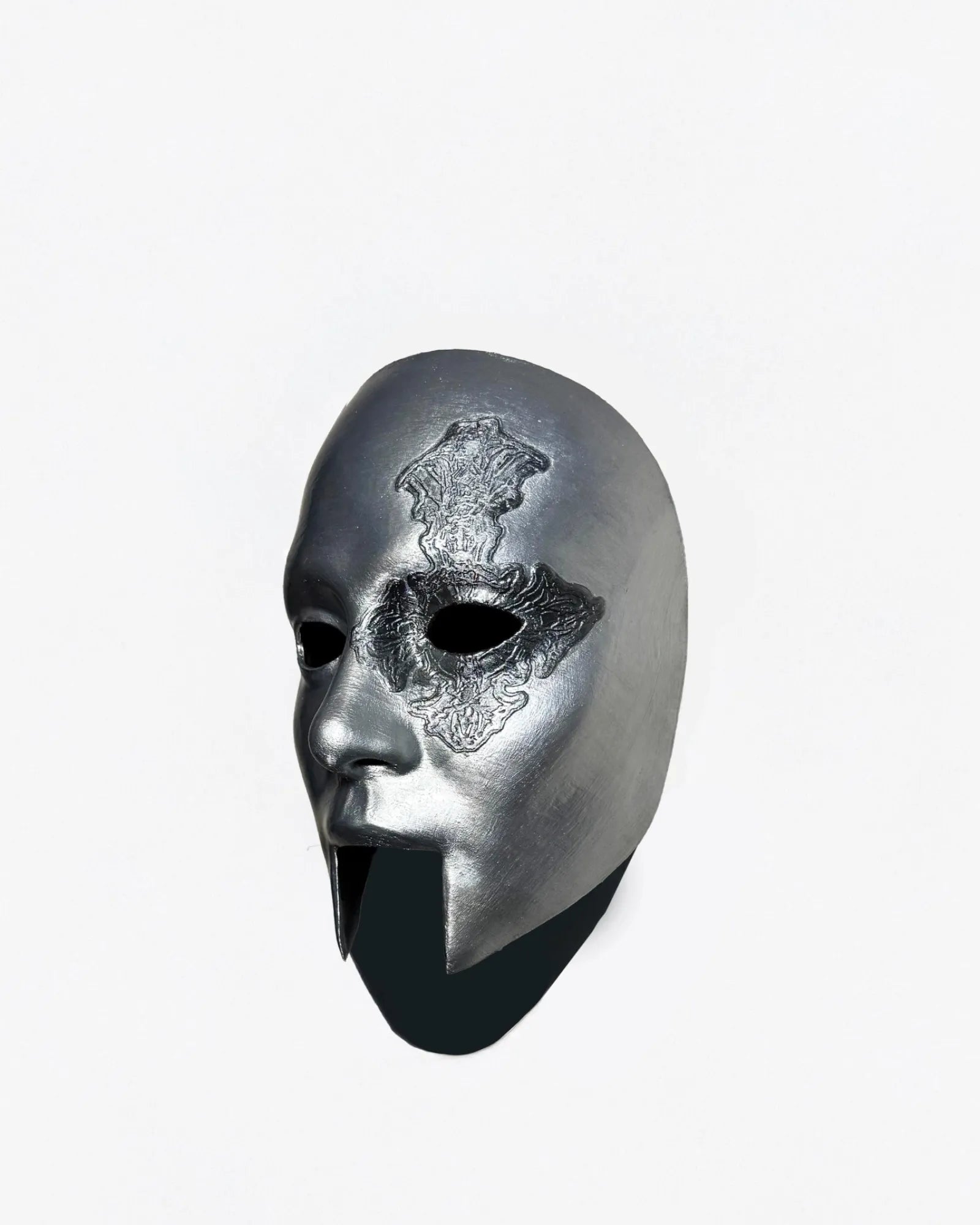 Ghost Nameless Ghouls; Ghost Perpetua Era - Silver Look Skull Mask, handcrafted Venetian cosplay fantasy mask with intricate design.