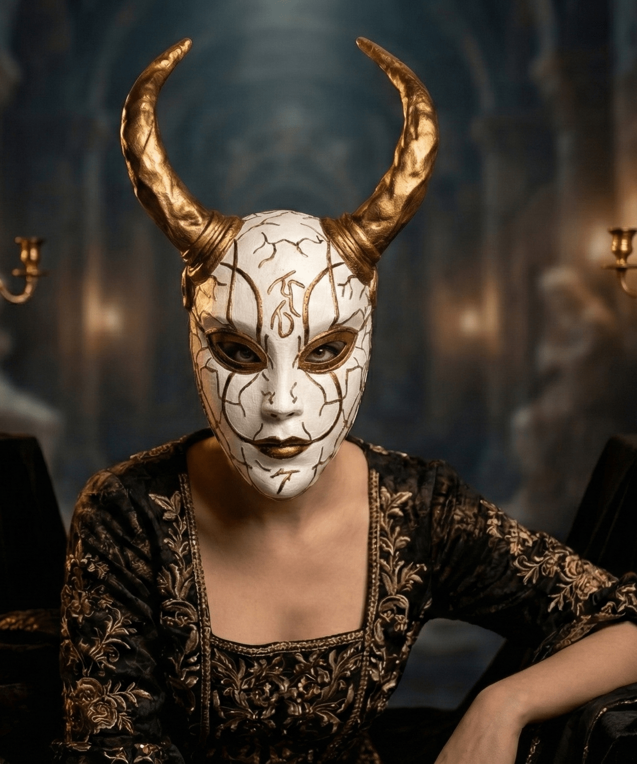 Hannya Breathtaker Cyberpunk Oni; Samurai Oni Demon, Japanese Noh Theater Mask - Venemask