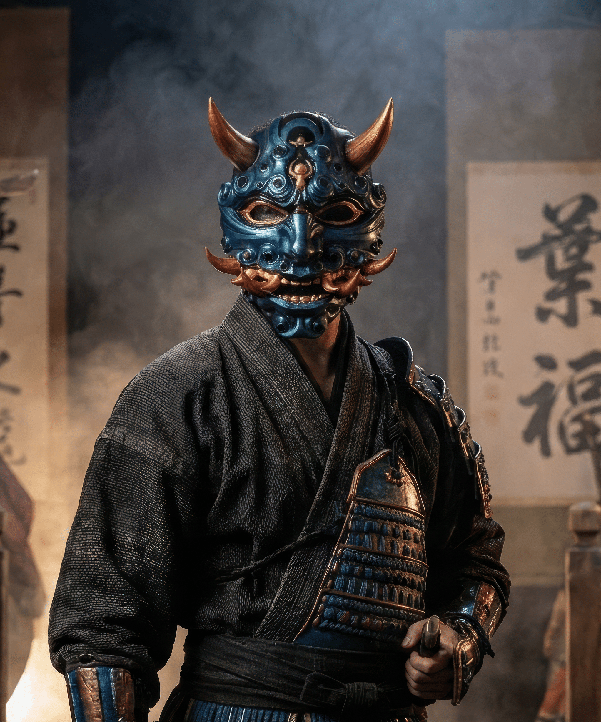 Honnari Oni; Mythology Samurai Aesthetics, Oni Demons, Japanese folklore mask - Venemask