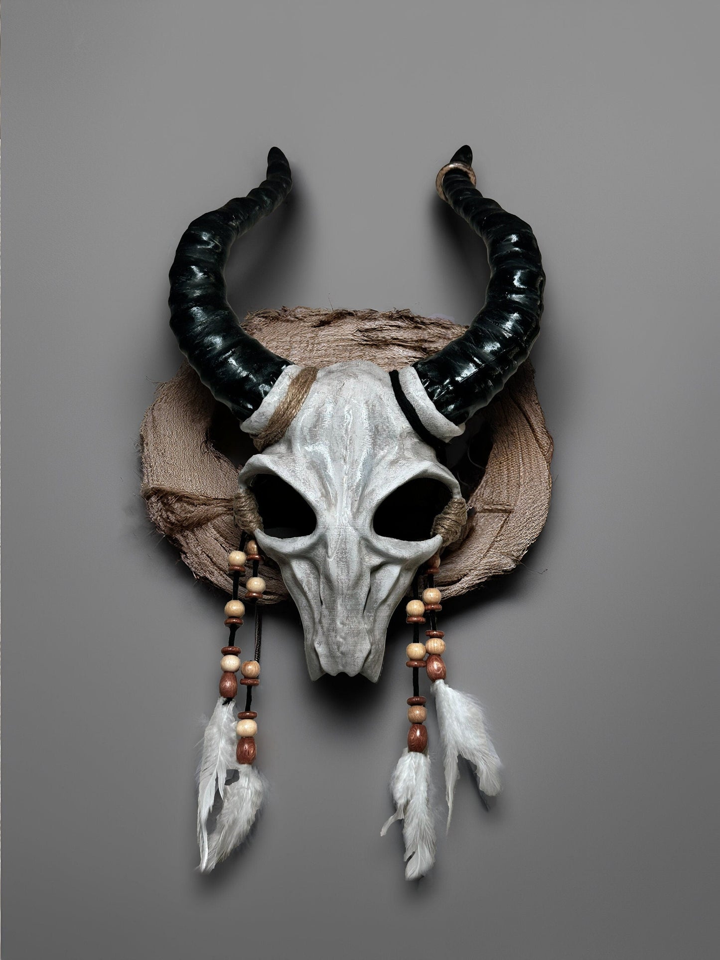 Shaman Goat Skull Mask - Ram Horns - Voodoo Costume Cosplay - Whimsical Mystic