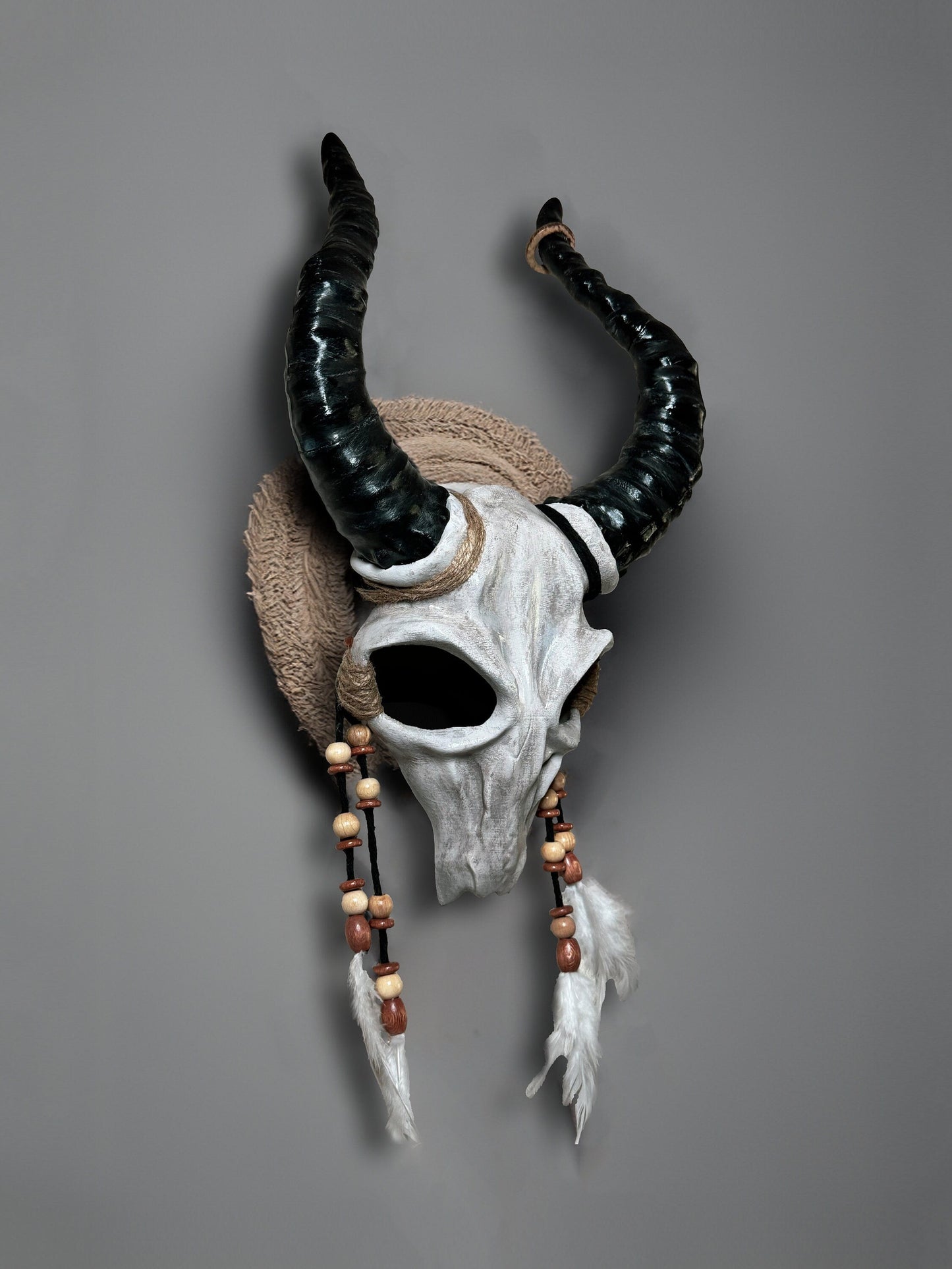 Shaman Goat Skull Mask - Ram Horns - Voodoo Costume Cosplay - Whimsical Mystic