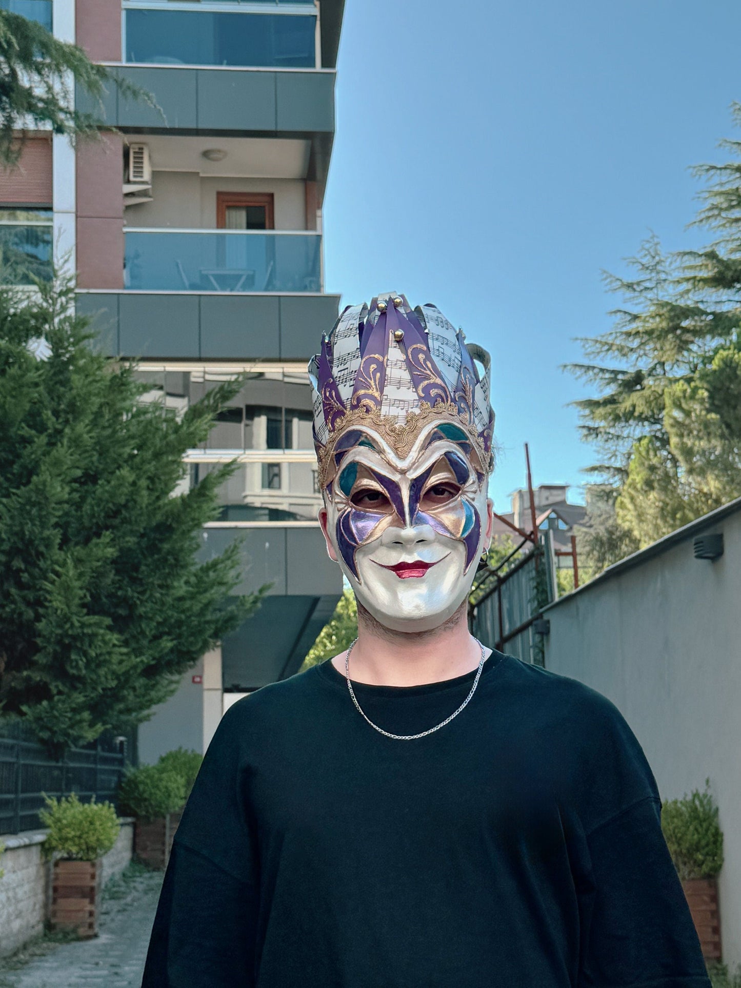 Joker Venetian Mask Iconic Techno Purple - Colorful Rio Carnival Mask - Jolly