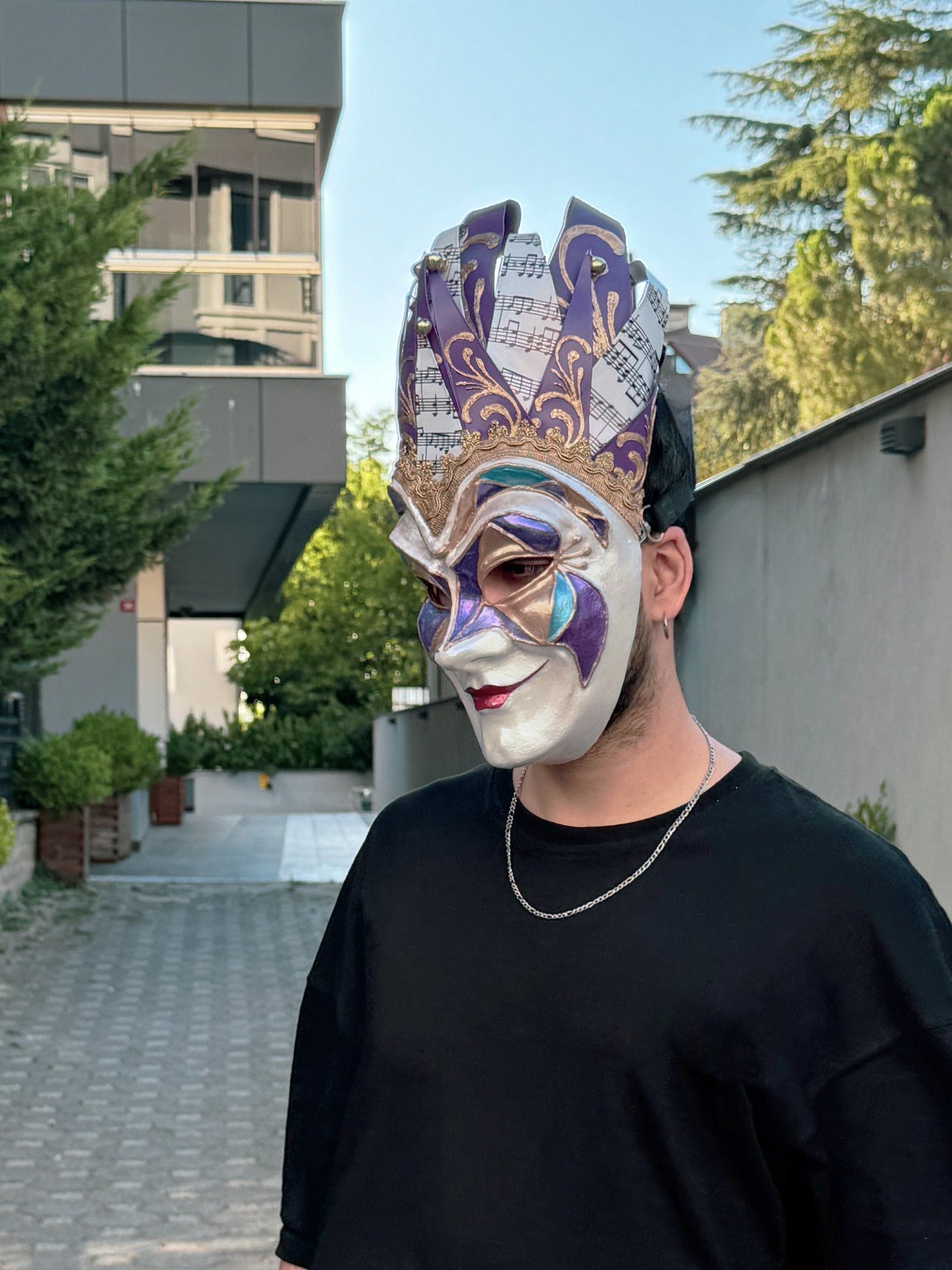 Joker Venetian Mask Iconic Techno Purple - Colorful Rio Carnival Mask - Jolly