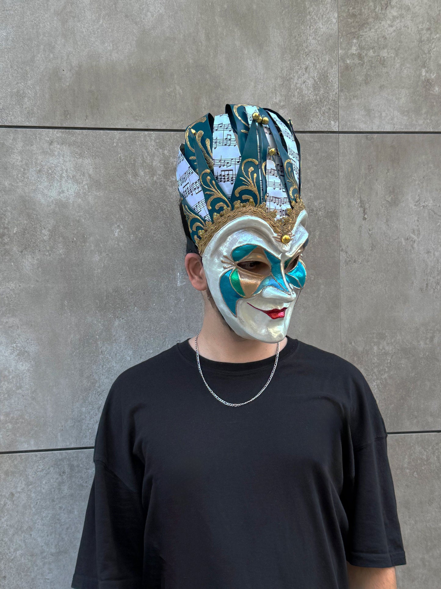 Joker Venetian Mask Iconic Techno Blue - Colorful Rio Carnival Mask - Jolly Mask