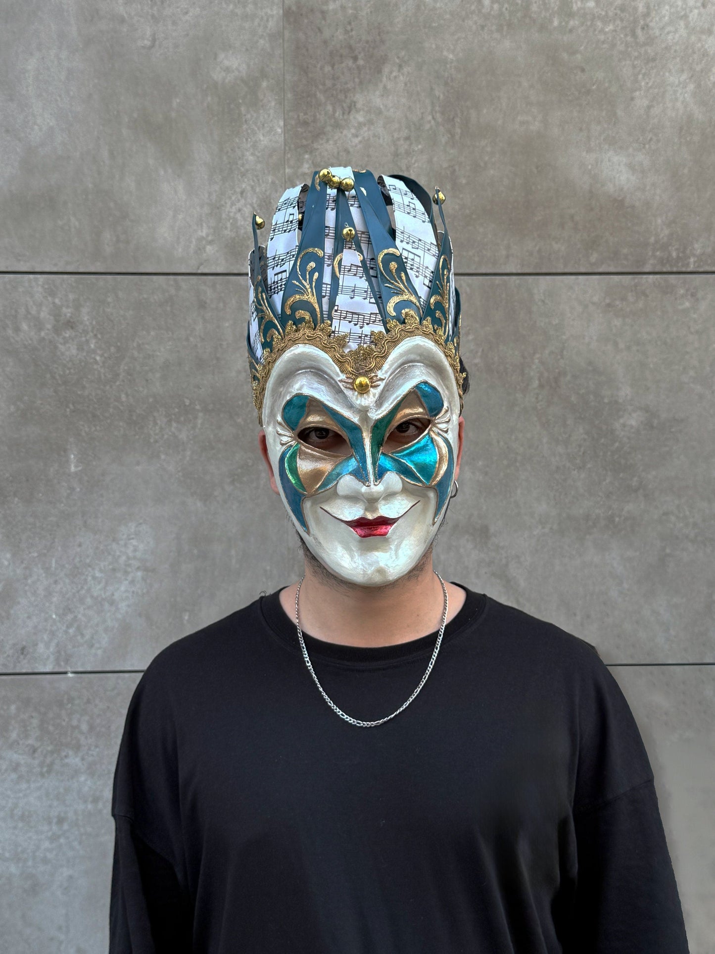 Joker Venetian Mask Iconic Techno Blue - Colorful Rio Carnival Mask - Jolly Mask