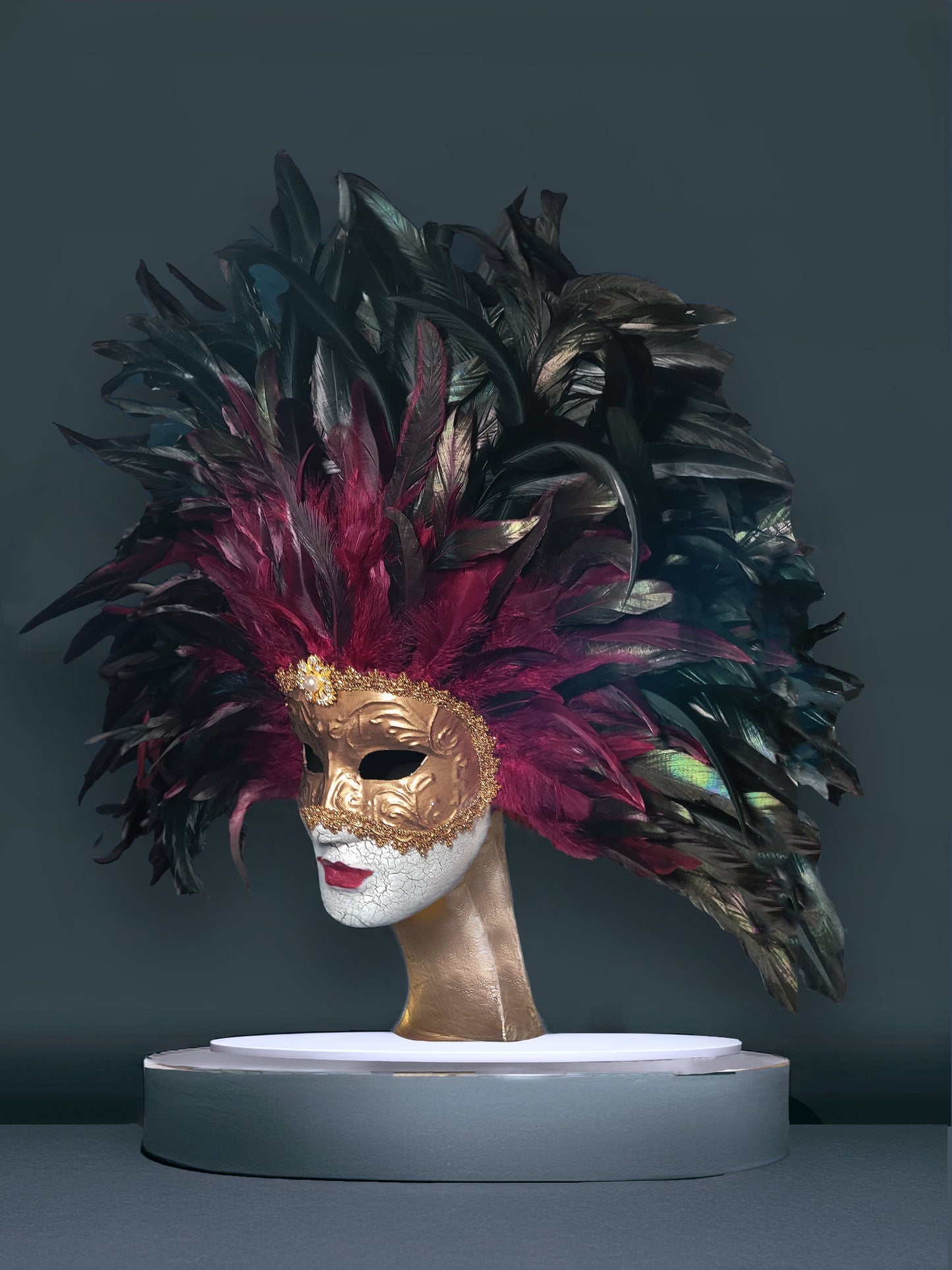 Feather Princess Woman - Venetian Mask - Masquerade Mask - Eyes Wide Shut -