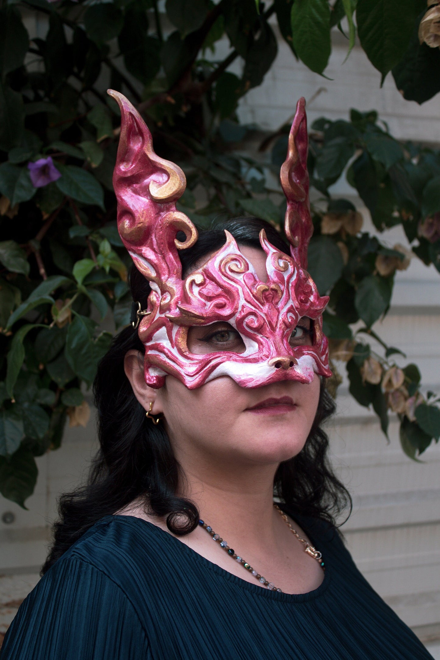 Easter Rabbit Mask - Red, White and Gold Rabbit - Masque De Lapin - Steampunk