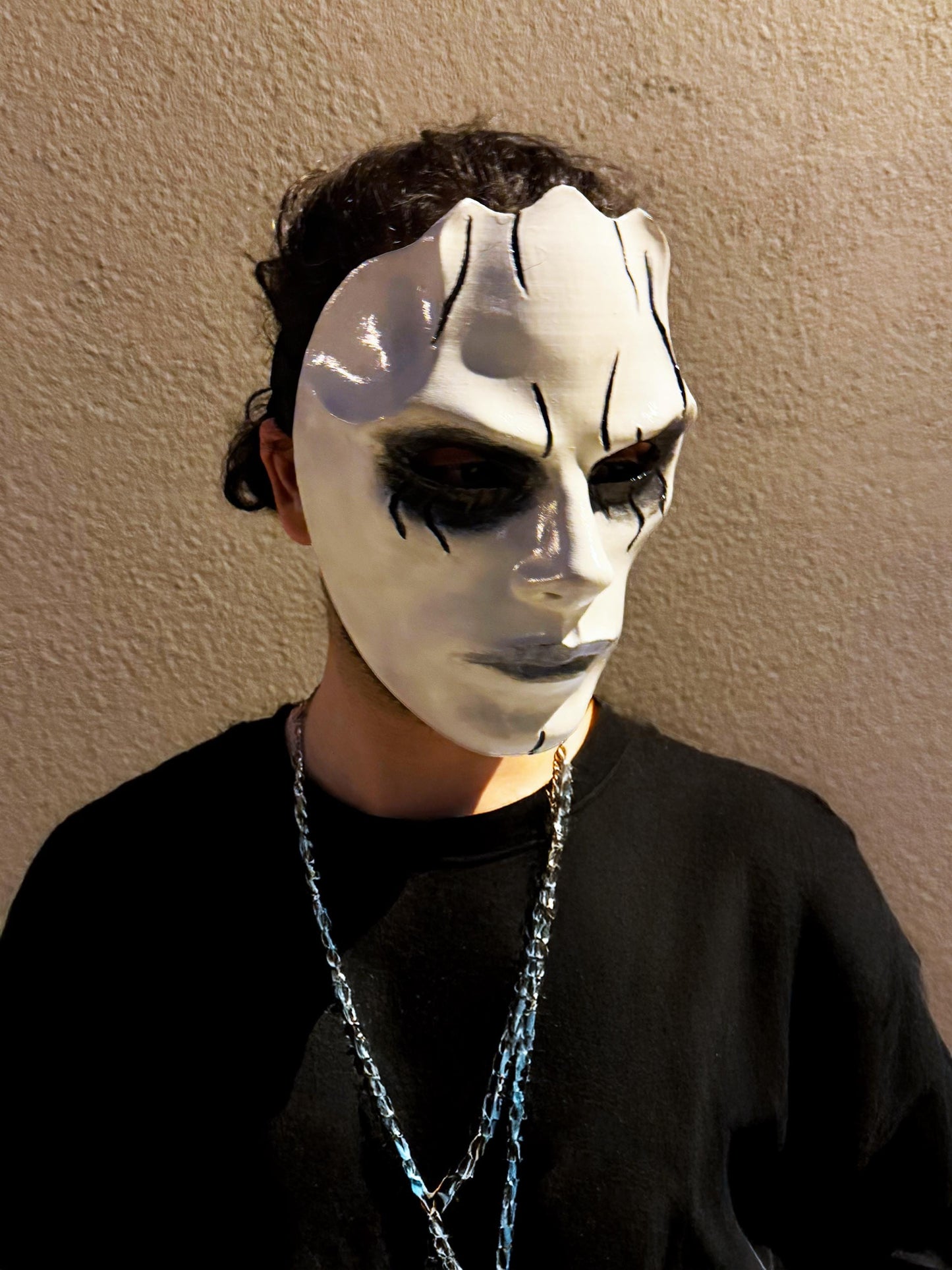 Gothic Face Venetian Mask - White Face with Black lines - Masquerade Party Mask
