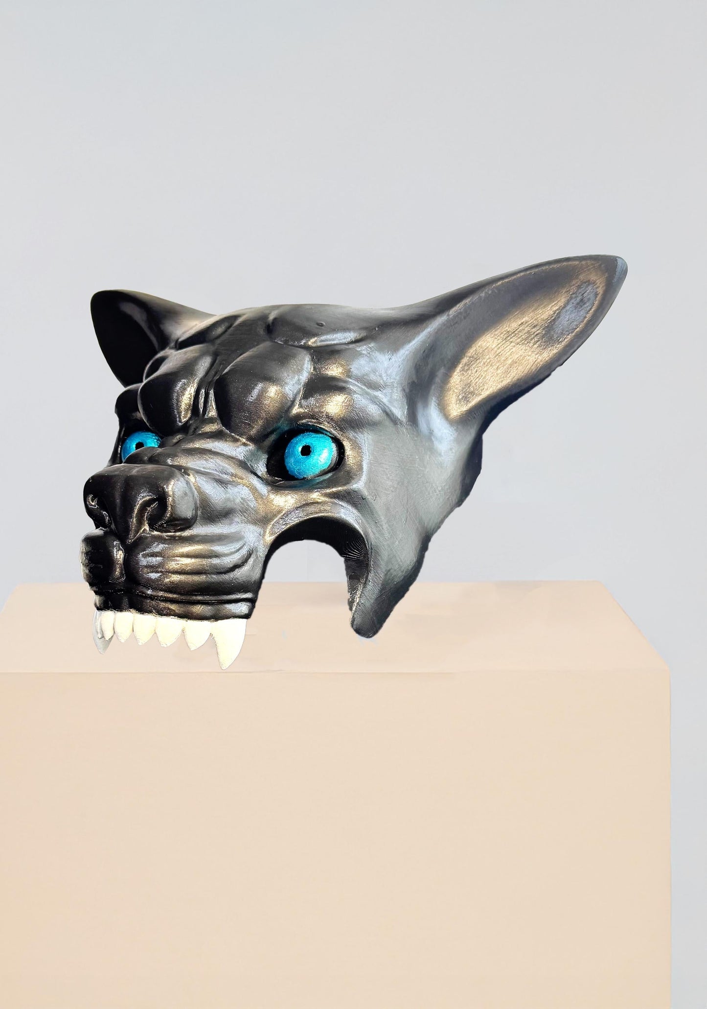 The Residents, Metal Meat and Bone Replica Mask, Dark Werewolf, Blue eyes - cosplay, party, events mask - Halloween Masquerade Mask