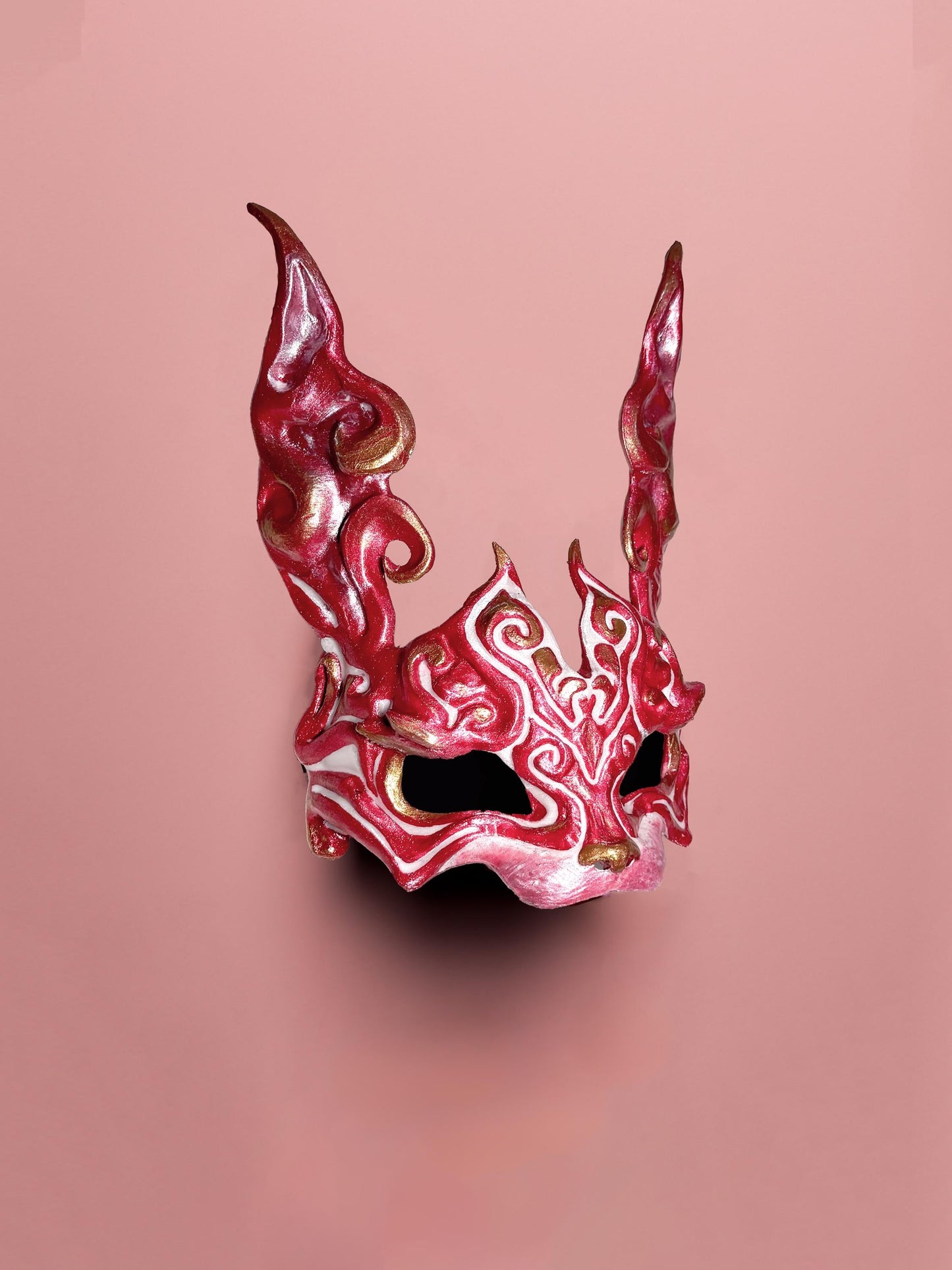Easter Rabbit Mask - Red, White and Gold Rabbit - Masque De Lapin - Steampunk