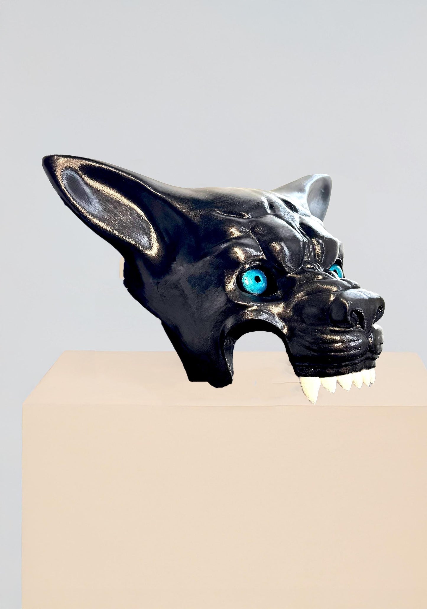 The Residents, Metal Meat and Bone Replica Mask, Dark Werewolf, Blue eyes - cosplay, party, events mask - Halloween Masquerade Mask