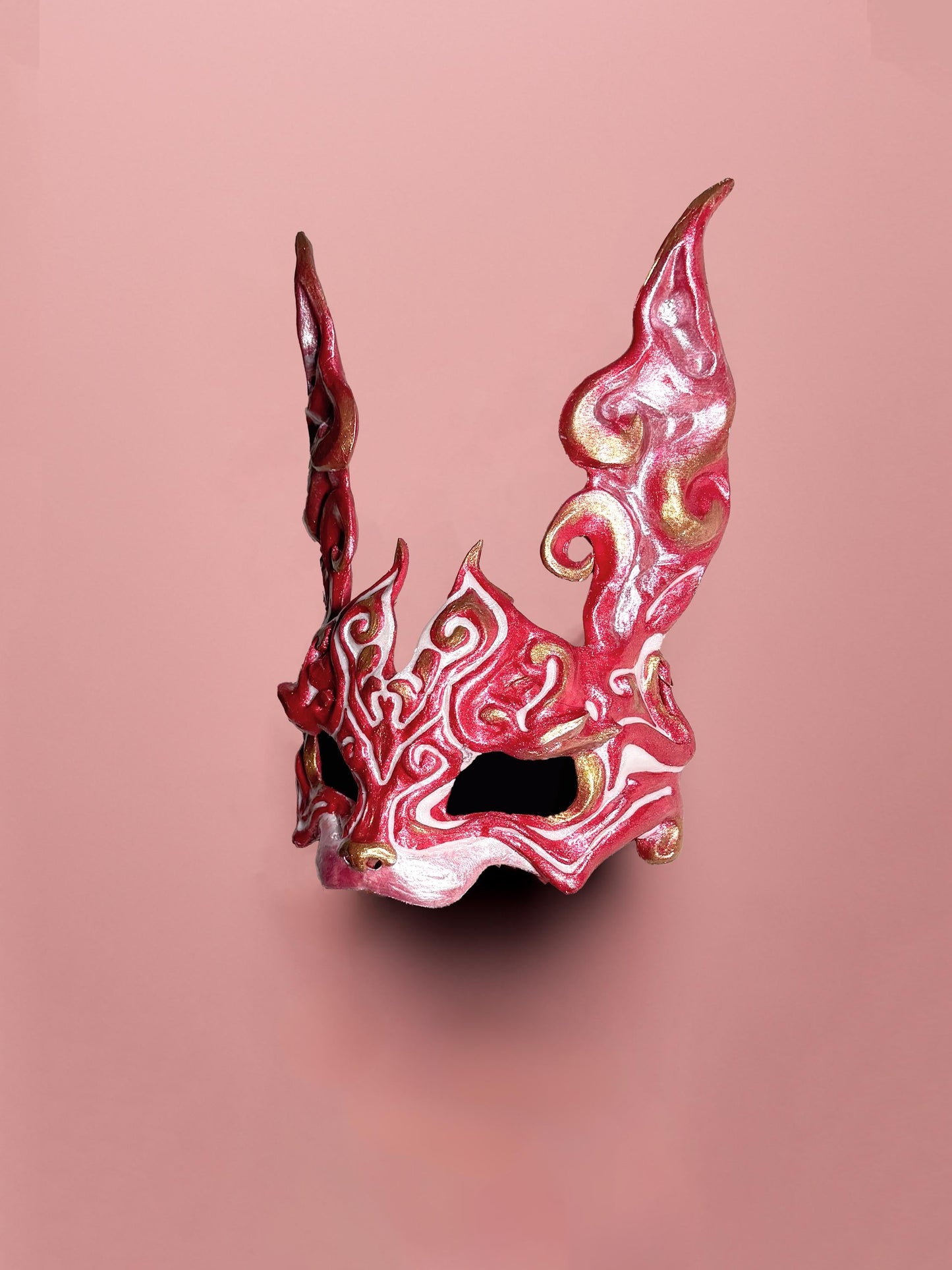Easter Rabbit Mask - Red, White and Gold Rabbit - Masque De Lapin - Steampunk