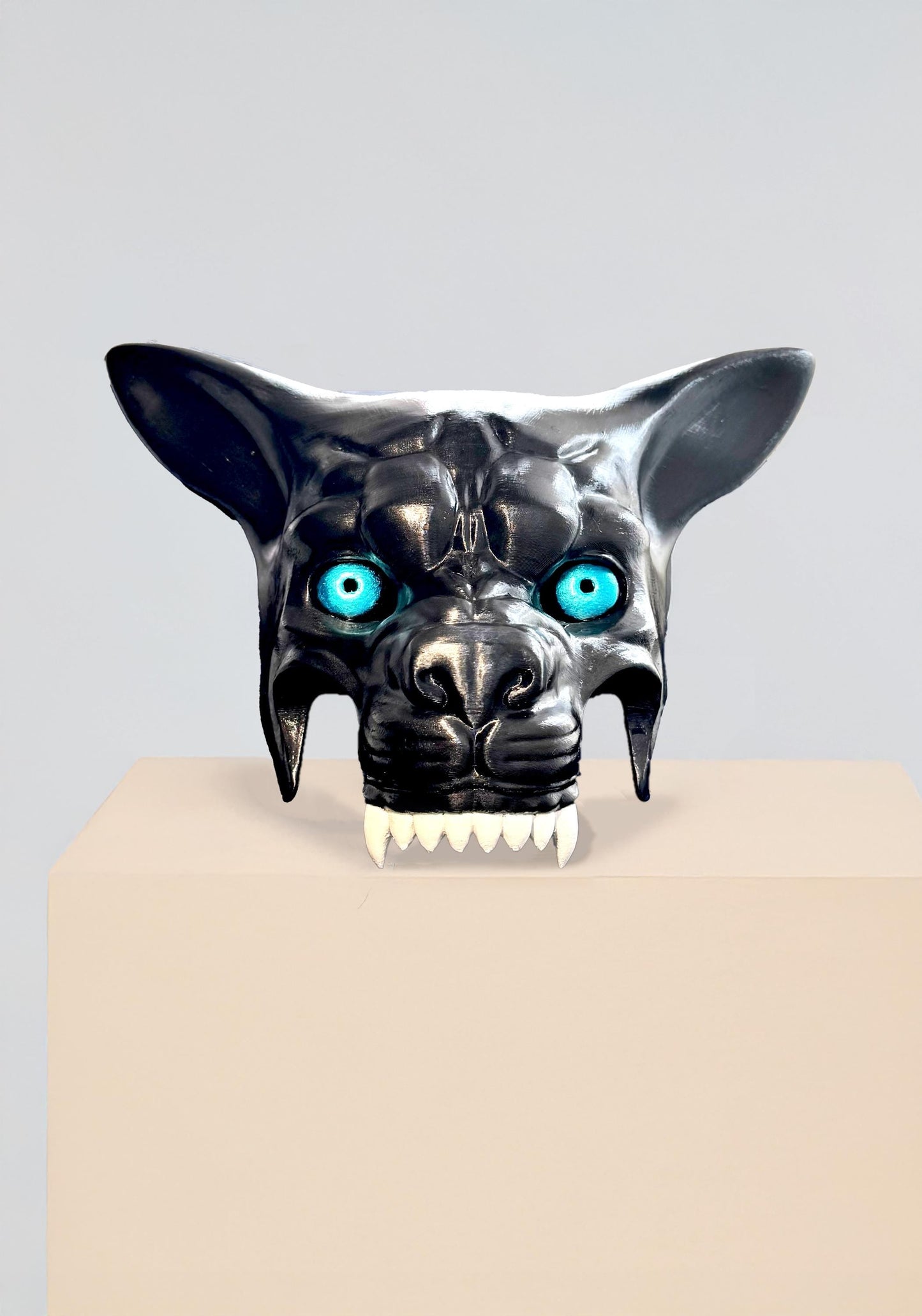 The Residents, Metal Meat and Bone Replica Mask, Dark Werewolf, Blue eyes - cosplay, party, events mask - Halloween Masquerade Mask
