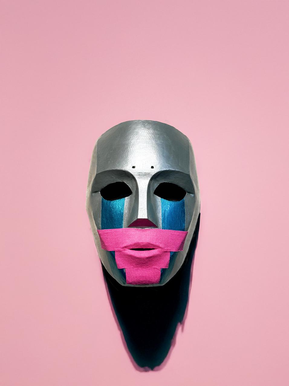 Hollywood Undead Deuce 2010 Mask - Metal Look Mask - Pink Tape - Tha Produca Big Deuce - Masquerade, party, cosplay mask - Halloween