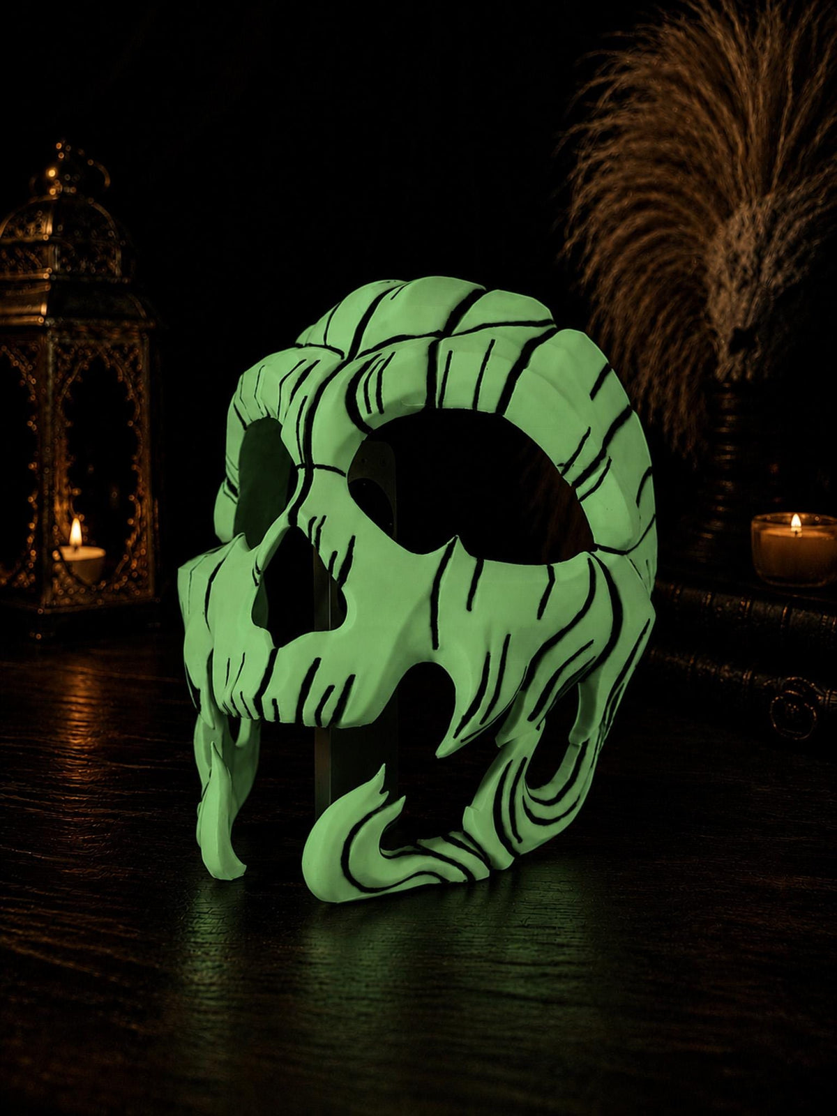 Pumpkin Skull Halloween Mask - Glow in dark lines - Jack-o-lantern Style - Scary