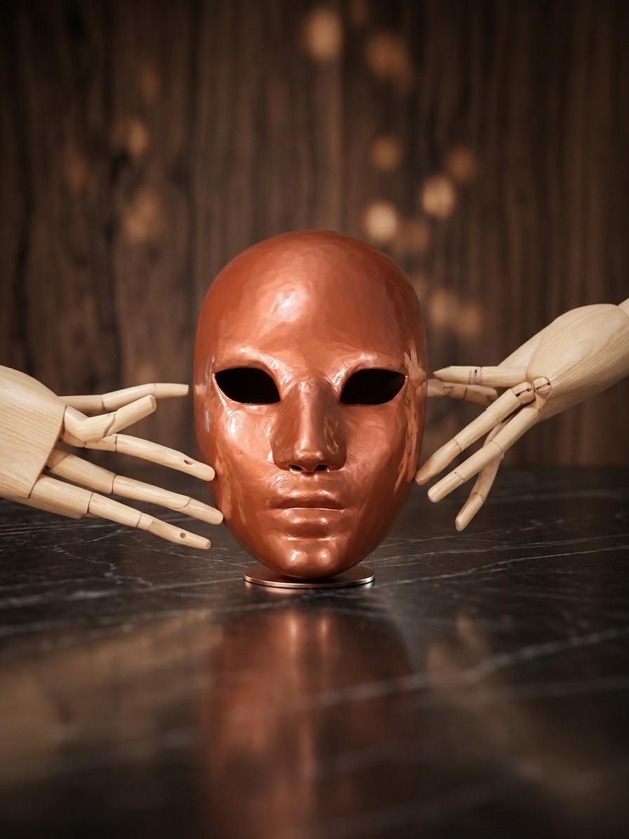 Authentic Gold Face Venetian Mask - Bauta Style Masquerade - Soft Bronze Mask