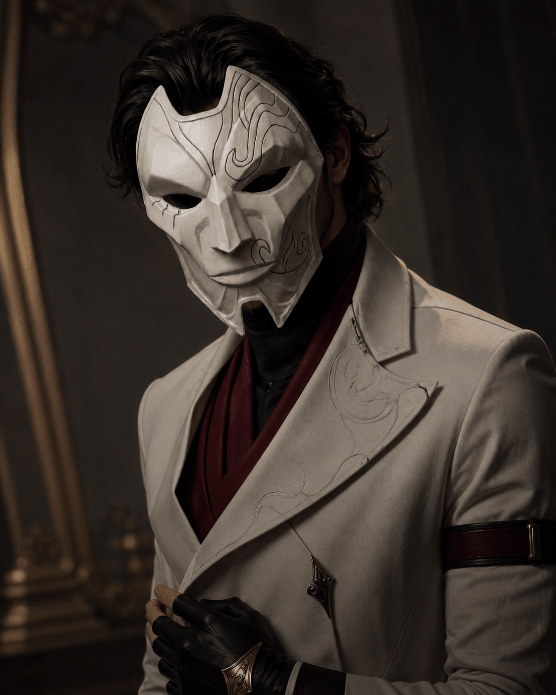 Jhin League of Legends; Cosplay Wearable Party, Masquerade mask - Venemask