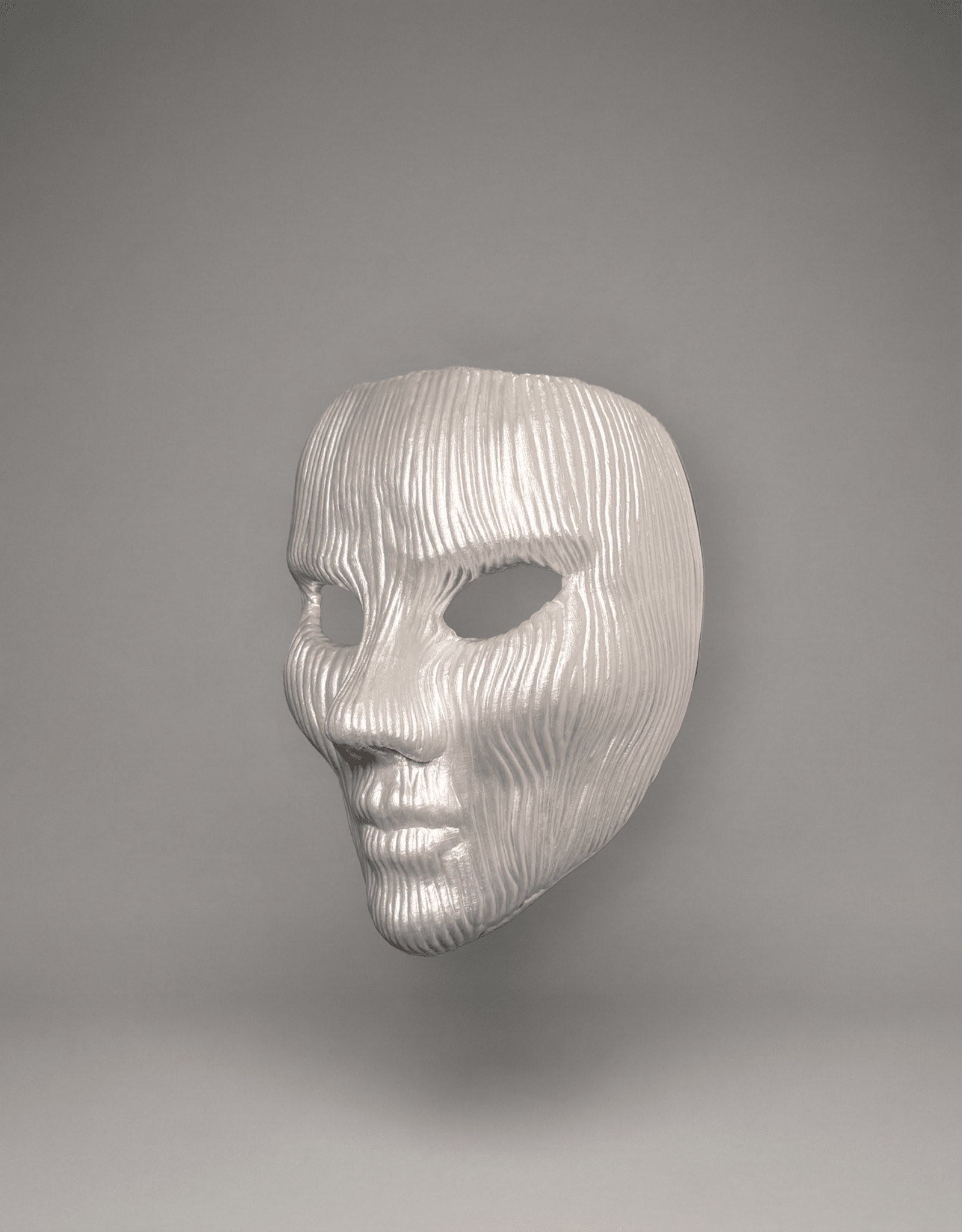Minimalist Modern Lines; White Textured Face Sculpture, Modern Art mask - Venemask