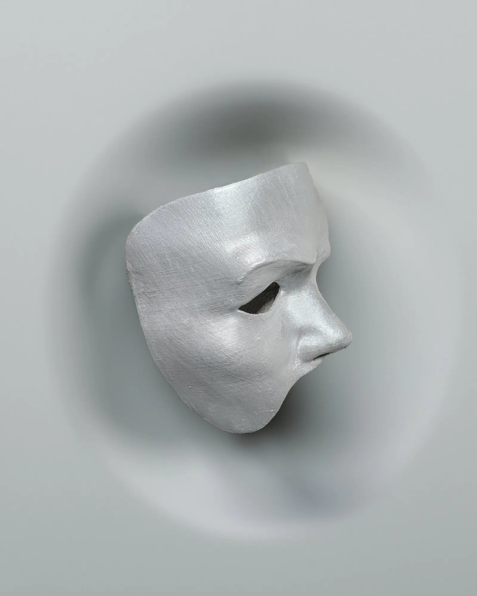 Phantom of the Opera Movie; White Half Face Erik Ghost Musical Mask, handcrafted Venetian cosplay mask for fantasy and masquerade events.