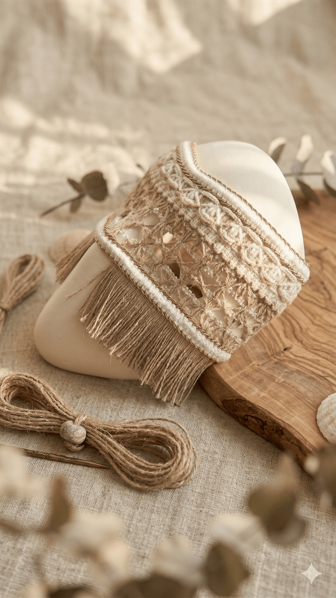 Rustic Ethnic Woven Boho Style; Handcrafted Bohemian, Nature - Inspired Festival Mask - Venemask