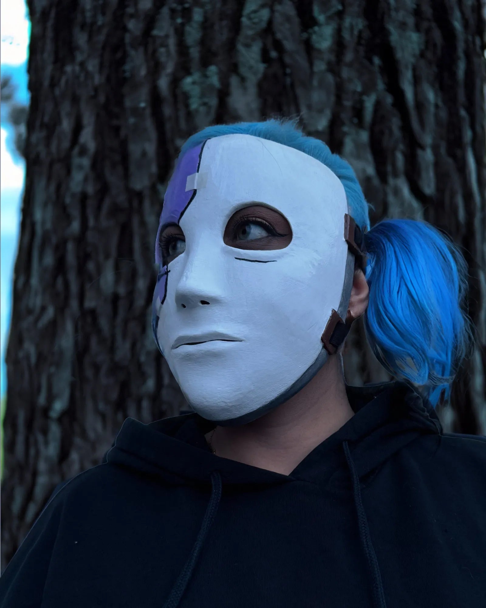 Sally Face Mask For Cosplay; Purple and White - Sal Fisher Prosthesis Mask, handcrafted venetian cosplay fantasy mask