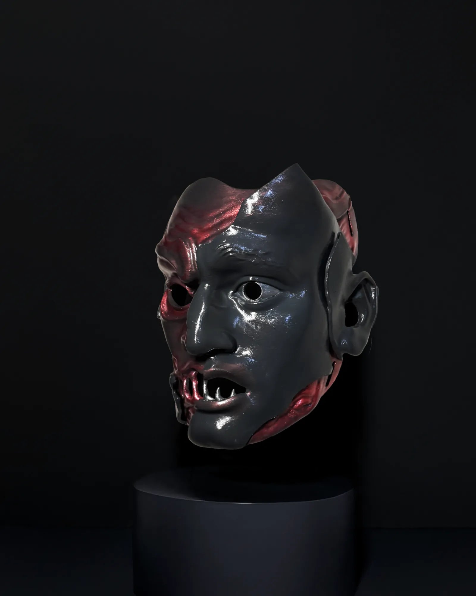 Slipknot Alessandro Venturella "Vman"; Red and Gray, Two face mask; handcrafted Venetian cosplay fantasy mask.