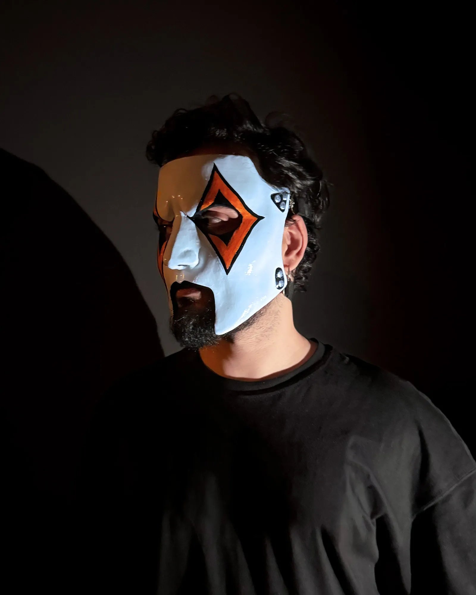 Slipknot Jim James Root; New Design, Orange and Black Detail Metal Music mask, handcrafted Venetian cosplay fantasy mask