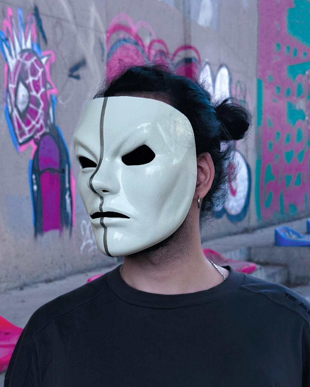 Hollywood Undead Matty Da Kurlzz Swan Songs 2008-2010 Mask - Silver Line - Masquerade, party, cosplay mask - Halloween Scary Soft Mask