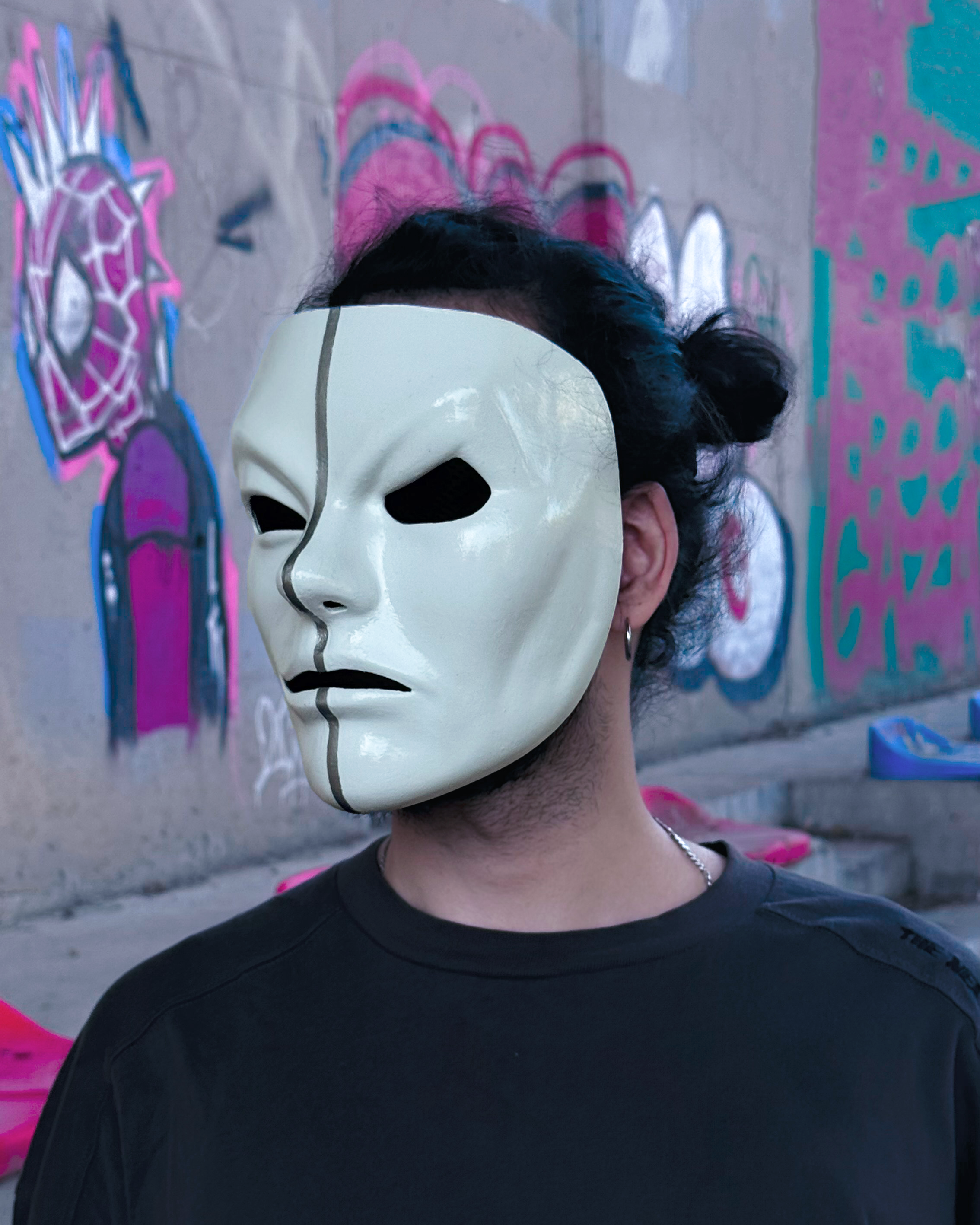 Hollywood Undead Matty Da Kurlzz Swan Songs 2008-2010 Mask - Silver Line - Masquerade, party, cosplay mask - Halloween Scary Soft Mask