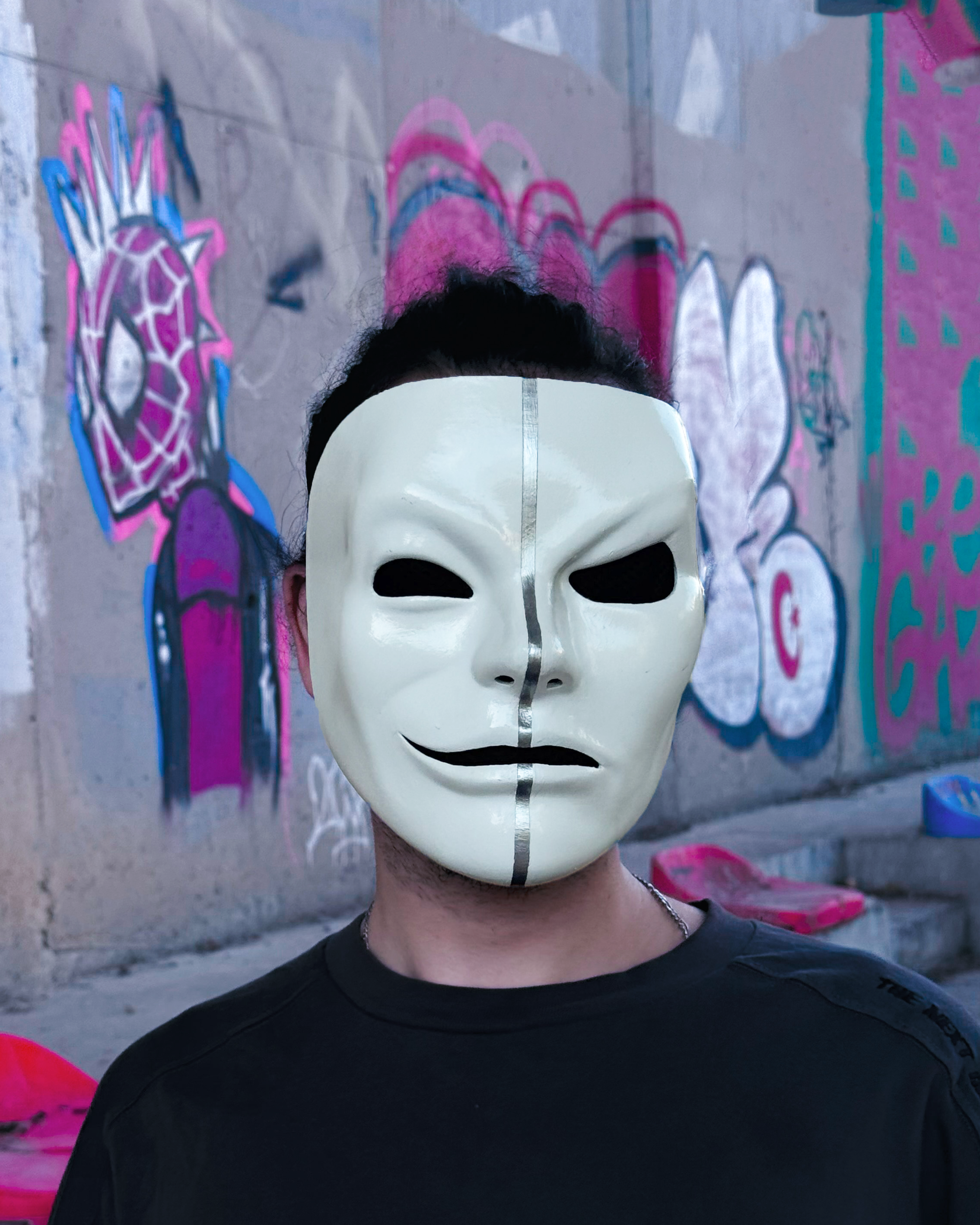 Hollywood Undead Matty Da Kurlzz Swan Songs 2008-2010 Mask - Silver Line - Masquerade, party, cosplay mask - Halloween Scary Soft Mask