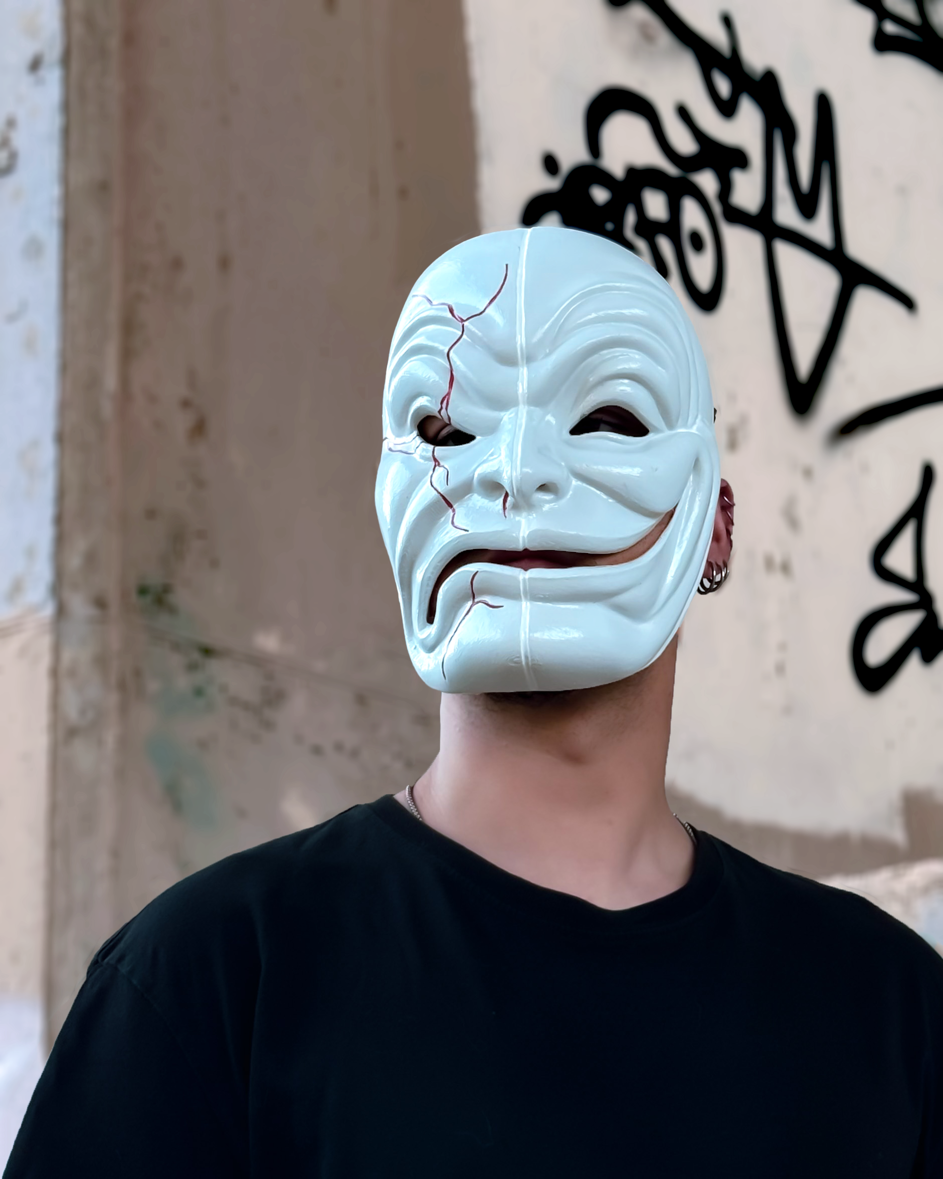 Hollywood Undead Matty Da Kurlzz 2012 Mask - Mask without Light - Red Lines - Scary Freak Mask