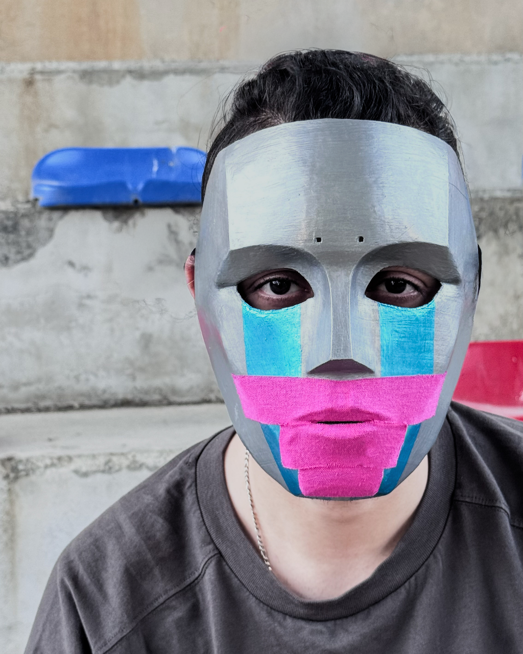 Hollywood Undead Deuce 2010 Mask - Metal Look Mask - Pink Tape - Tha Produca Big Deuce