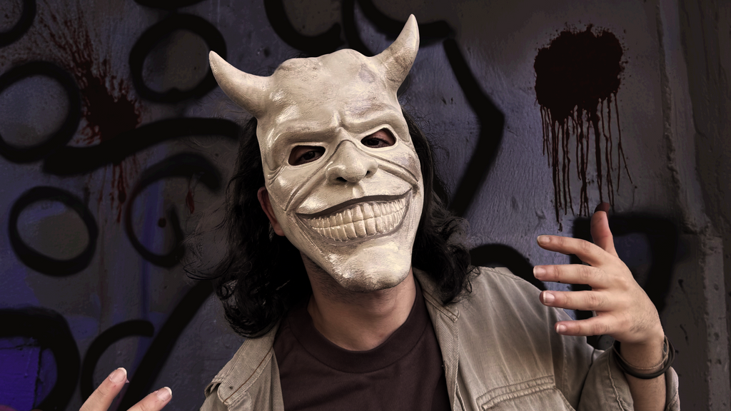 The Black Phone Grabber Scary Mask - Horned mask - Halloween Mask - Horror Gothic