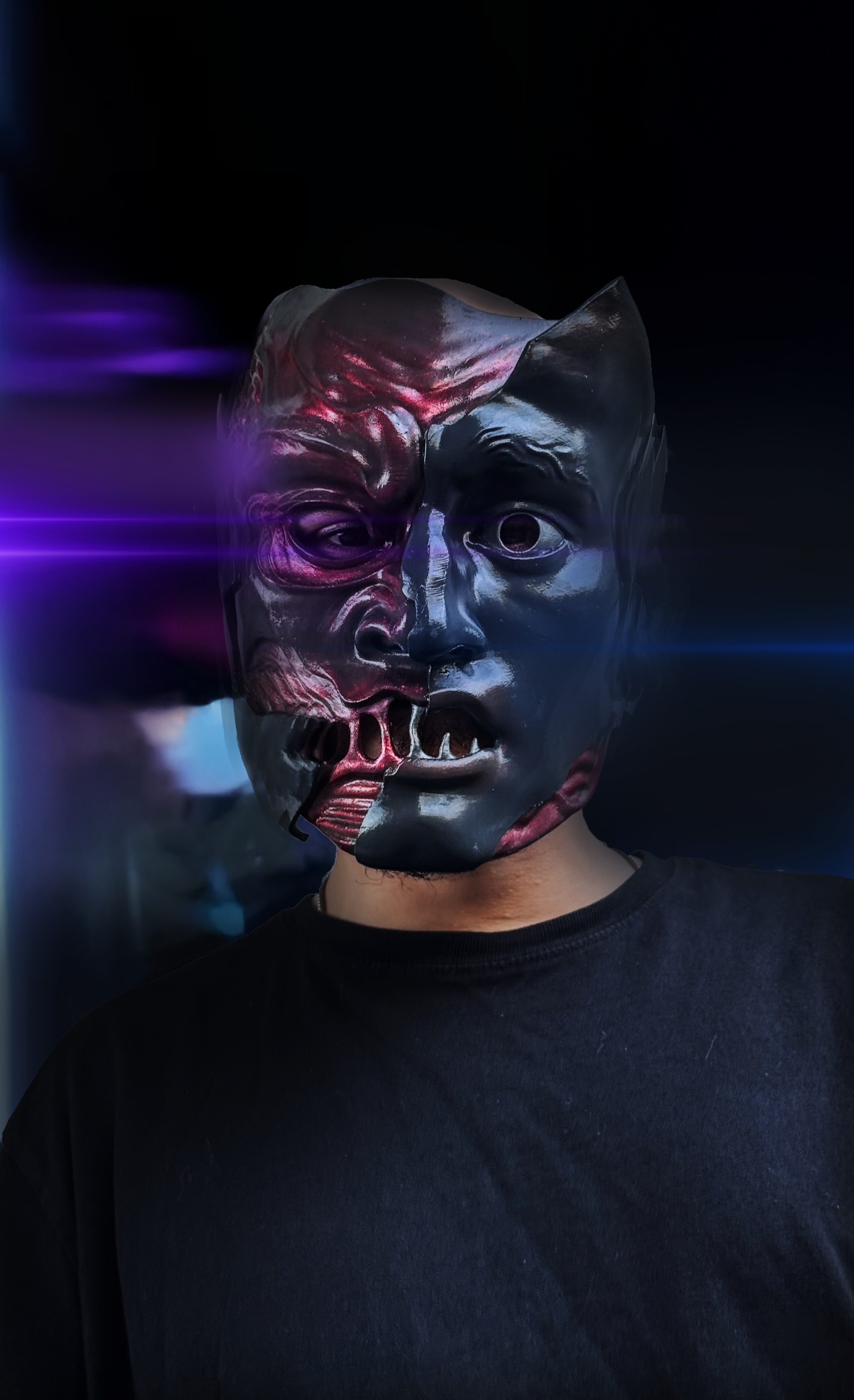 Slipknot Alessandro Venturella "Vman" New Mask - Red and Gray - Two face mask - Metal band mask - masquerade, party mak - halloween
