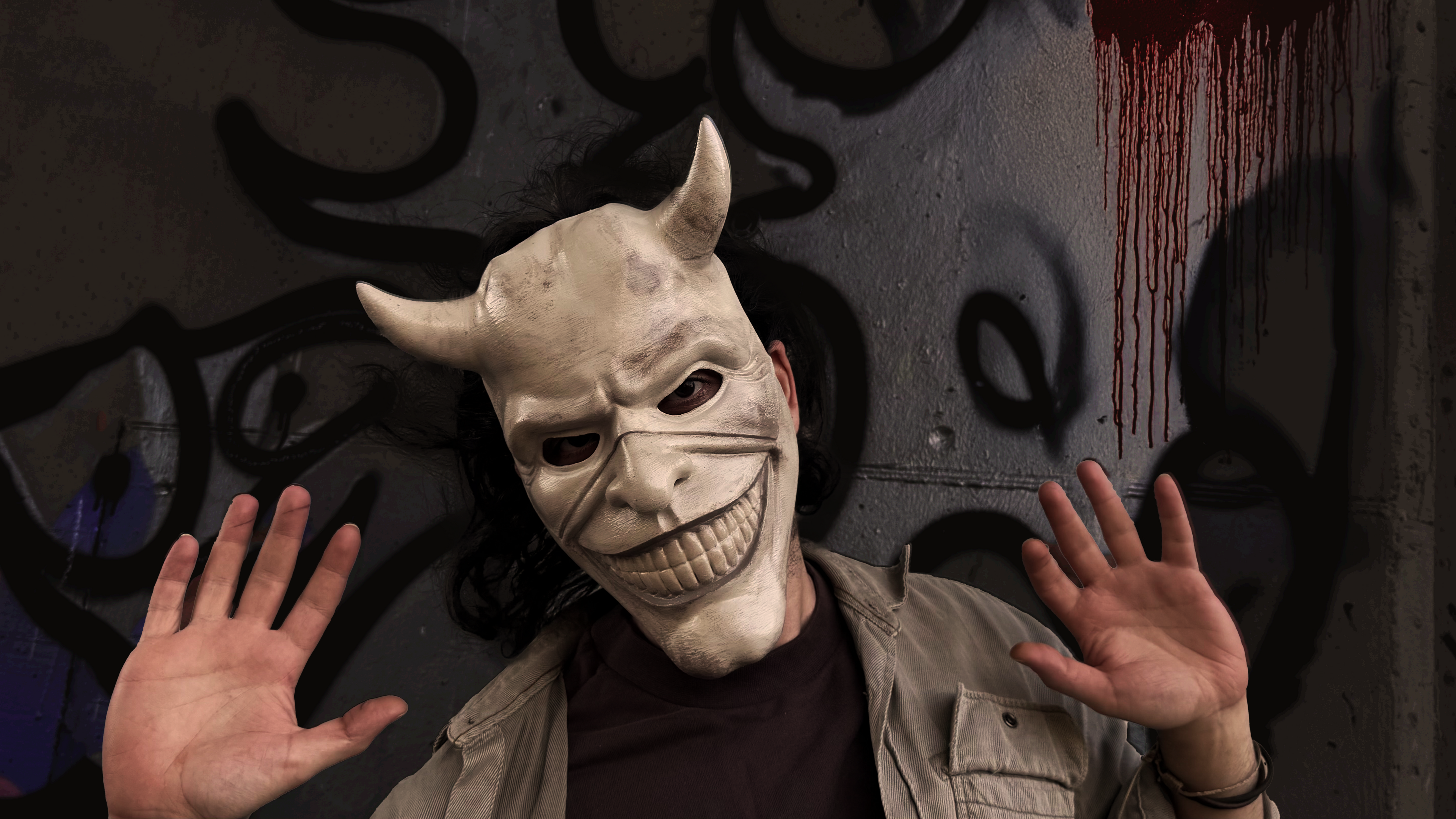 The Black Phone Grabber Scary Mask - Horned mask - Halloween Mask - Horror Gothic - Gothic Roleplaying, Cosplay Mask