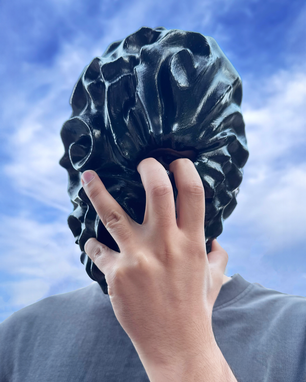 Obsidian Cursed Stone Effect Spiral Mask – Dark Art Facepiece - Abyssal Swirl Masquerade Mask - Venemask