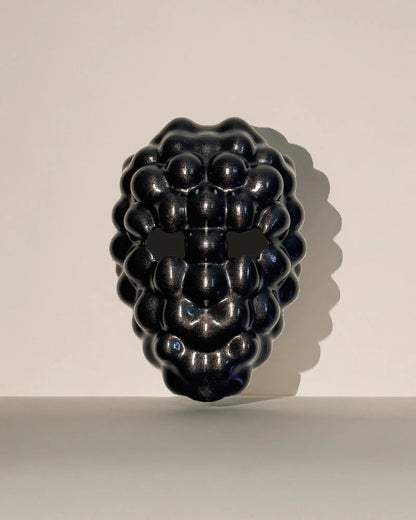 Alien Bloom Face; Black Shiny Cosmic Cluster, Space Fruit, Glossy Biomorphic mask - Venemask