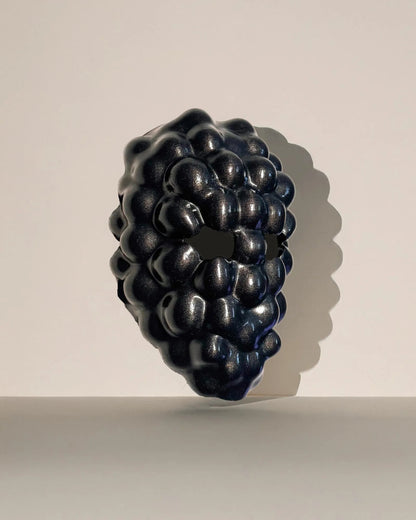 Alien Bloom Face; Black Shiny Cosmic Cluster, Space Fruit, Glossy Biomorphic mask - Venemask