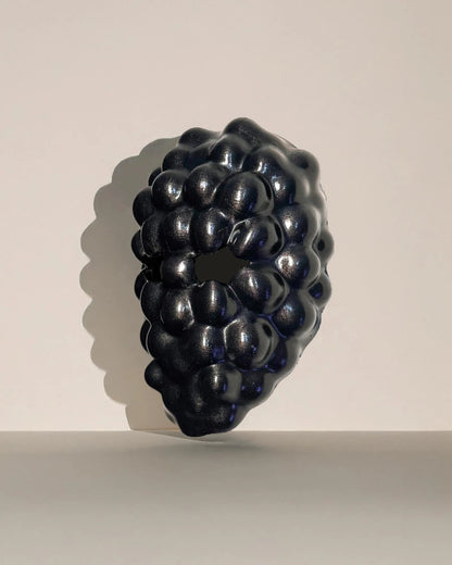 Alien Bloom Face; Black Shiny Cosmic Cluster, Space Fruit, Glossy Biomorphic mask - Venemask