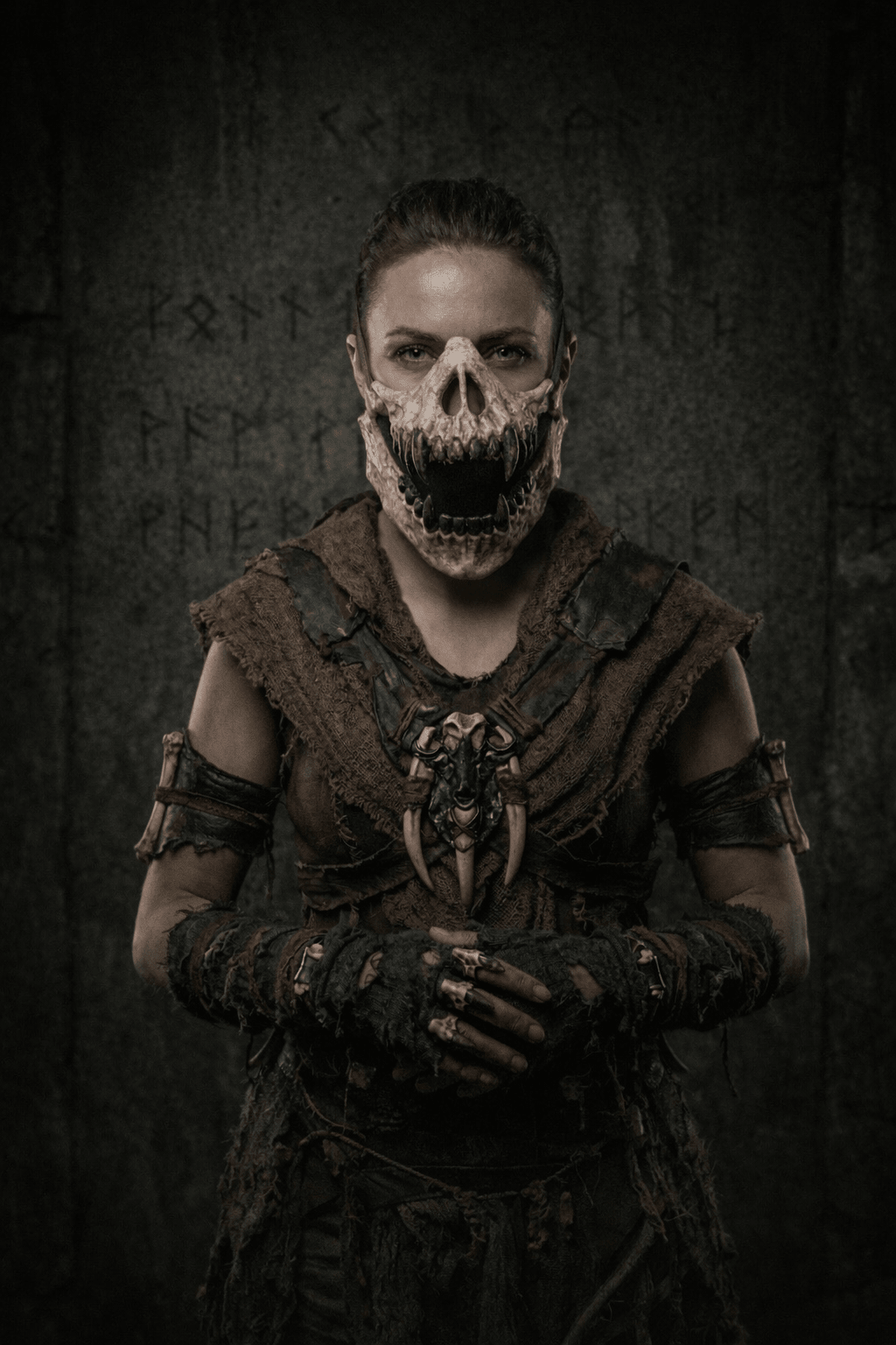 Ancient Bone Demon Skull Mask: Dark Ritual Horror, Fantasy Creature, Tribal Bone Artifact - Venemask