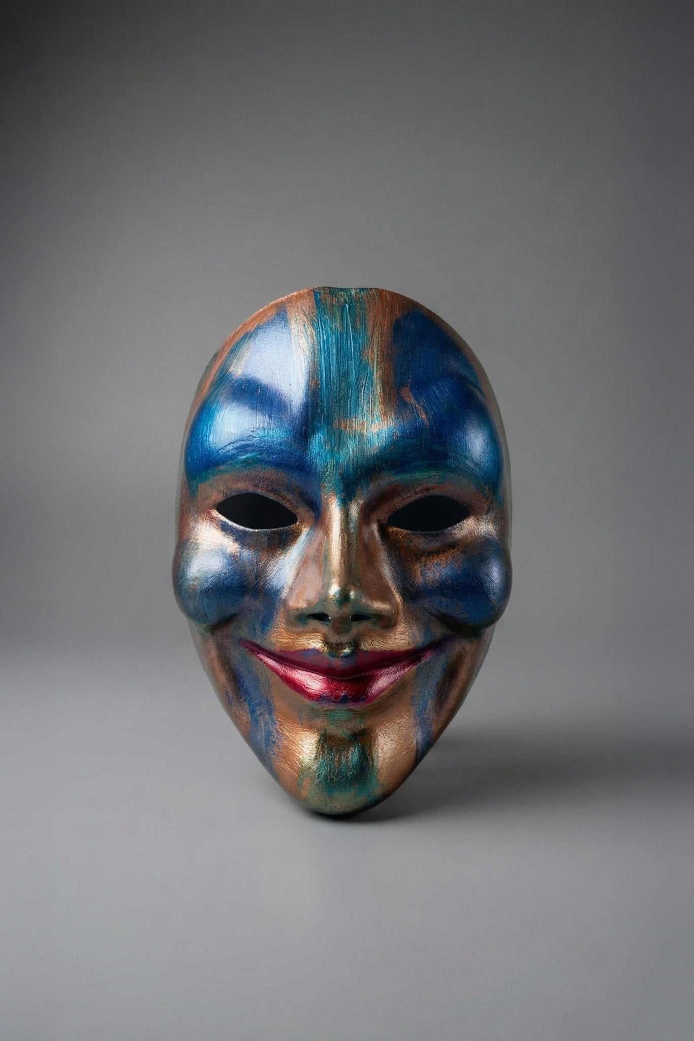 Aureline AbstractMask: Blue & Bronze Art Face Mask, Unique Decorative Sculpture - Venemask