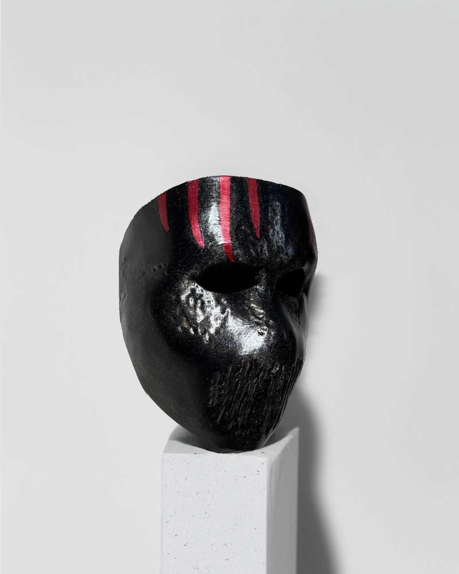 Bloody Death; Black Mask with Red Details - Horror, Halloween handcrafted Venetian cosplay mask