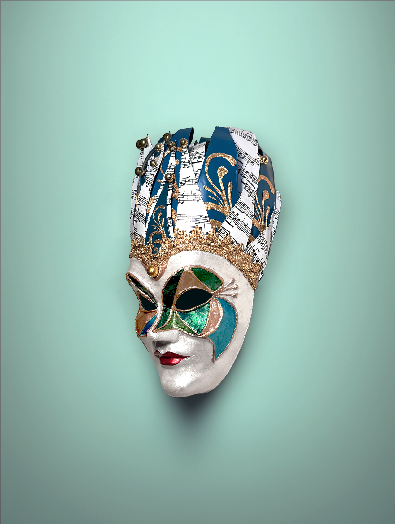Joker Venetian Mask Woman - Colorful Rio Carnival - Techno - Jolly Mask -