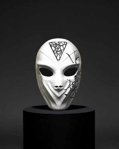 Conspirator Venetian Black Crackle Pattern; Graffiti Style White Mask - Venemask