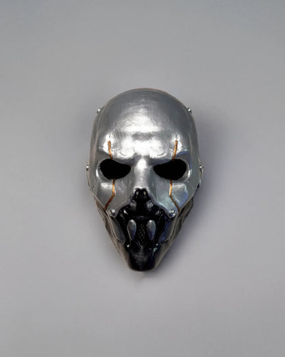 "Cyber Reaper" – Handmade Cyberpunk Mask, handcrafted venetian cosplay fantasy mask with metallic finish and cyberpunk design elements.