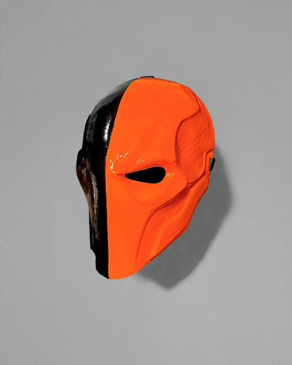Deathstroke one eye; Orange and Black Cosplay Wearable Helmet handcrafted Venetian mask, ideal for cosplay, masquerade, and fantasy events.